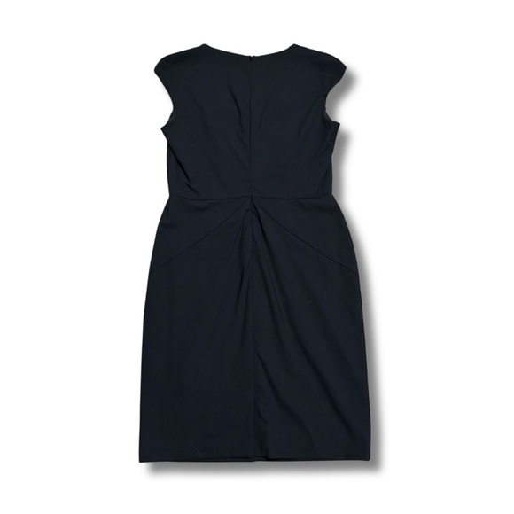 041 HUGO BOSS Tailored Diotta V-Neck Wool Sheath Dress, Black Sz 12 - Picture 3 of 9